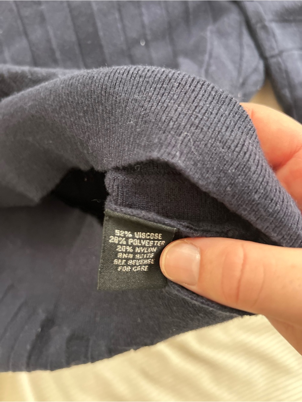 Navy V-Neck Ribbed Sweater - Picture 3 of 5